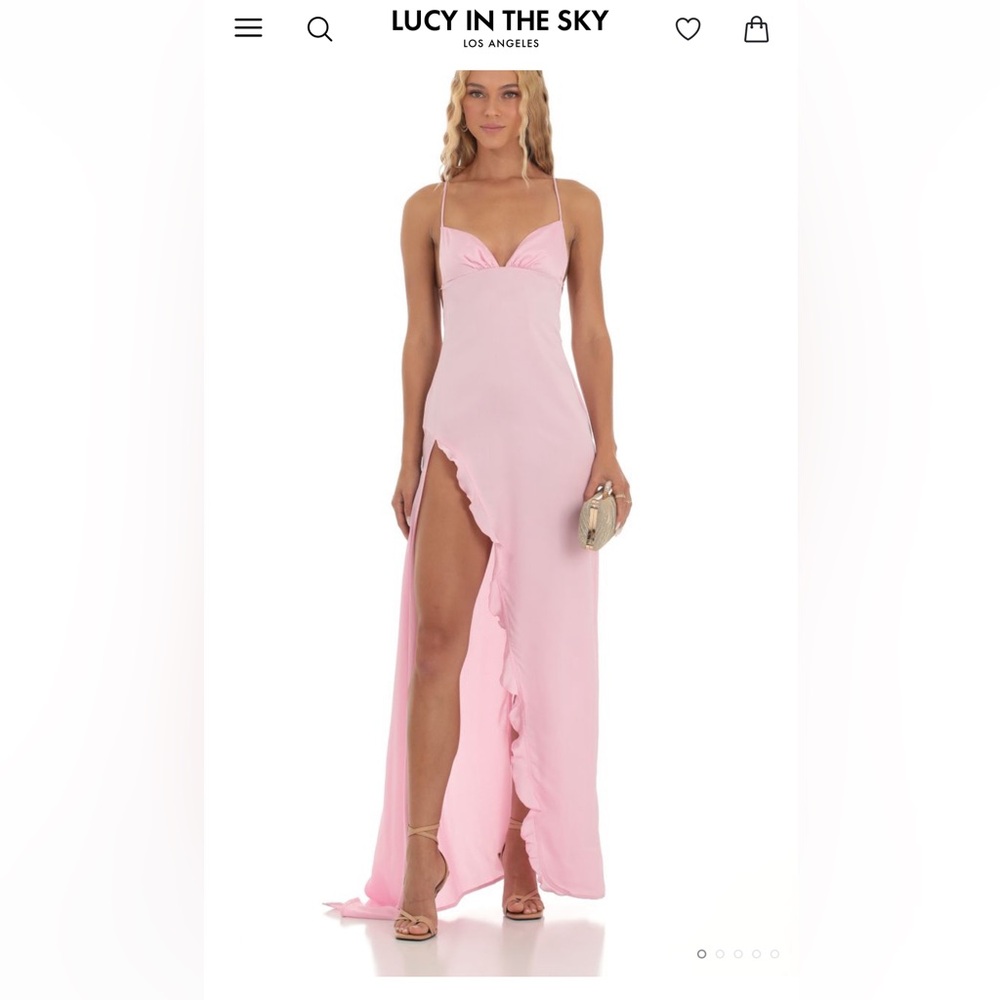 Pink silk maxi dress